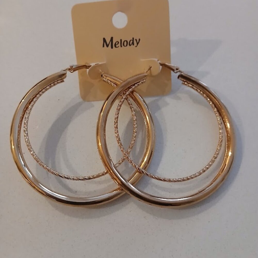 Large Faux Gold Hoop Earrings - NEW